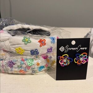 Brianna Cannon Beaded Flower Headbands and Earrings